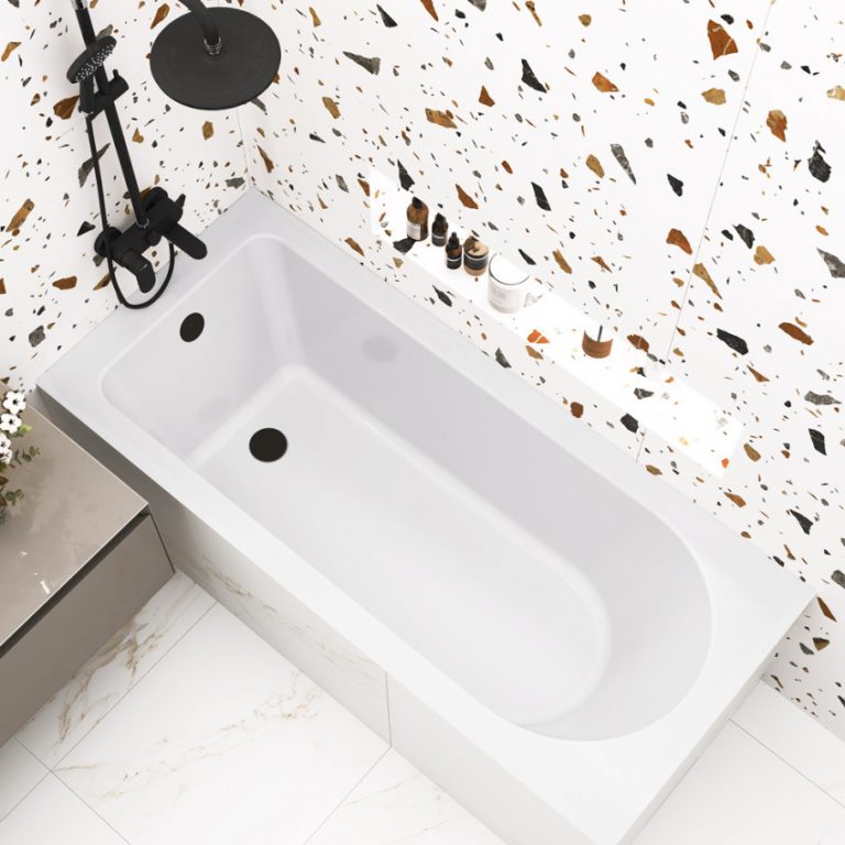 Акриловая ванна Bonito Home Elara 150×70 у стены в интерьере