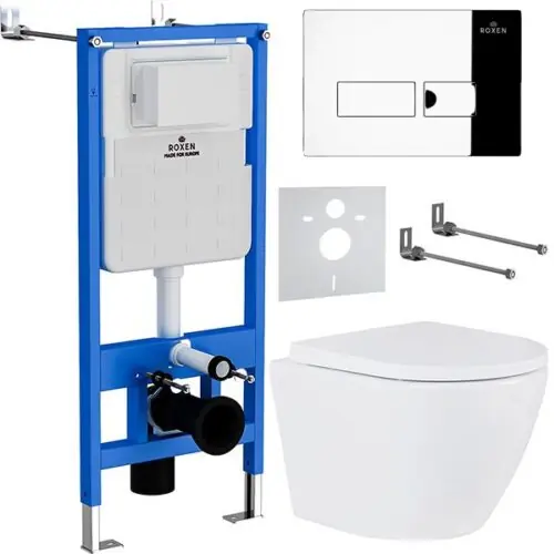 Комплект инсталляции Roxen StounFix Dual Fresh с унитазом Antares 530185-02 и кнопкой Caspia (хром/глянец), 585987