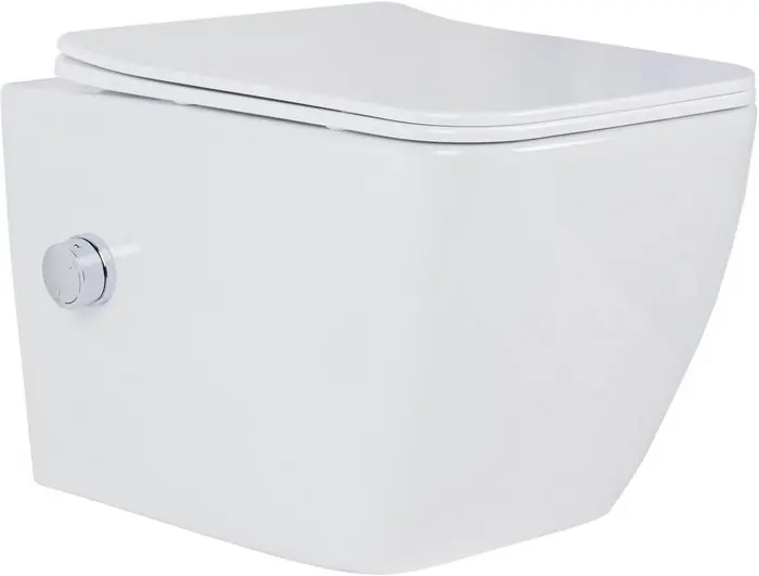 Комплект инсталляции Roxen StounFix Dual Fresh с унитазом Cube Bidet и кнопкой Santi (серый бетон/матовая), 966426 — изображение 7