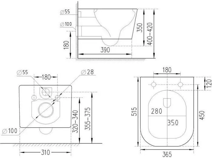 Комплект инсталляции Roxen StounFix Dual Fresh с унитазом Cube Bidet и кнопкой Santi (серый бетон/матовая), 966426 — изображение 9