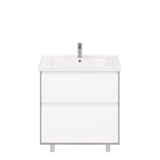 Тумба в ванную LAPARET LUNO 80 под умывальник Cerastyle Frame 80, хромикс серебро/белый, LL-WFCAB-80-123-11 — изображение 2