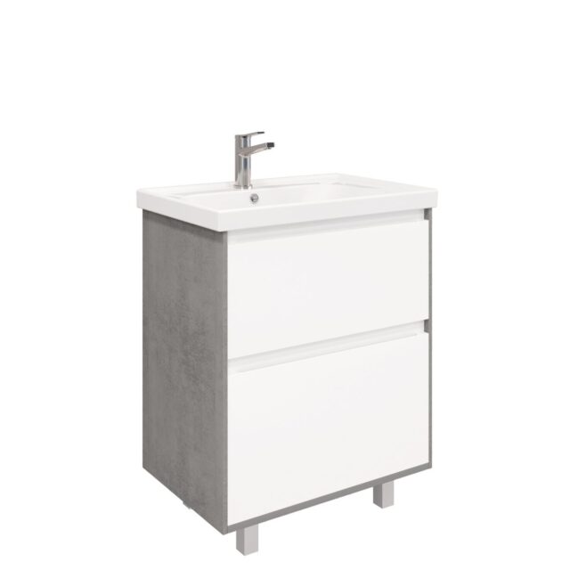 Тумба в ванную LAPARET LUNO 70 под умывальник Cerastyle Frame 70, хромикс серебро/белый, LL-WFCAB-70-123-11