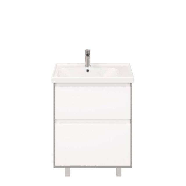 Тумба в ванную LAPARET LUNO 70 под умывальник Cerastyle Frame 70, хромикс серебро/белый, LL-WFCAB-70-123-11 — изображение 2