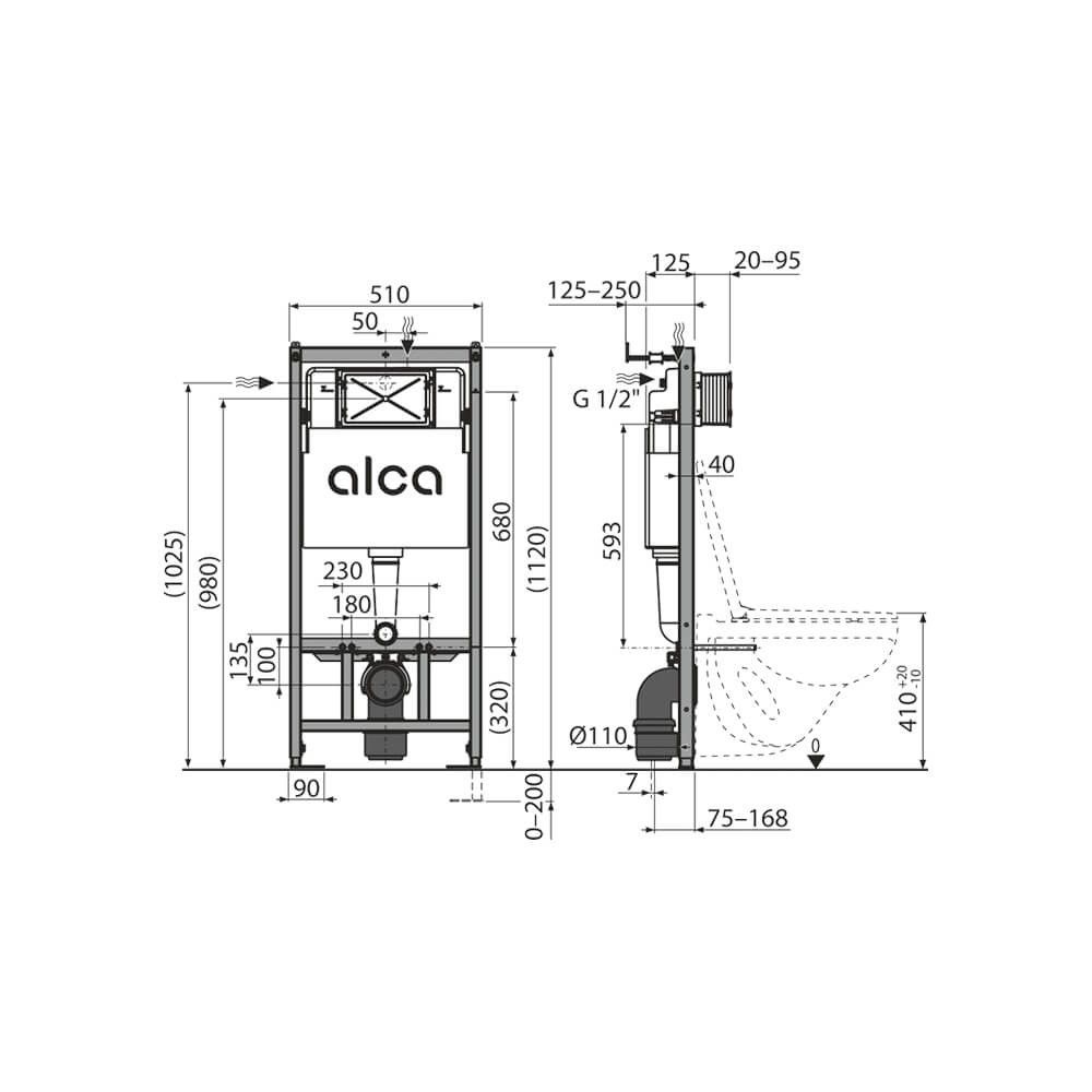 Комплект инсталляции Alca AM101/1120 Sádromodul с кнопкой M571 (хром/глянец), AM101/1120+M571 — изображение 3