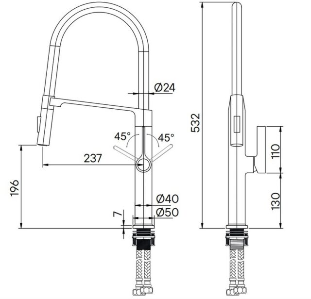 Смеситель для кухни с гибким изливом PAULMARK BARREL, антрацит, Ba214029-AN — изображение 9