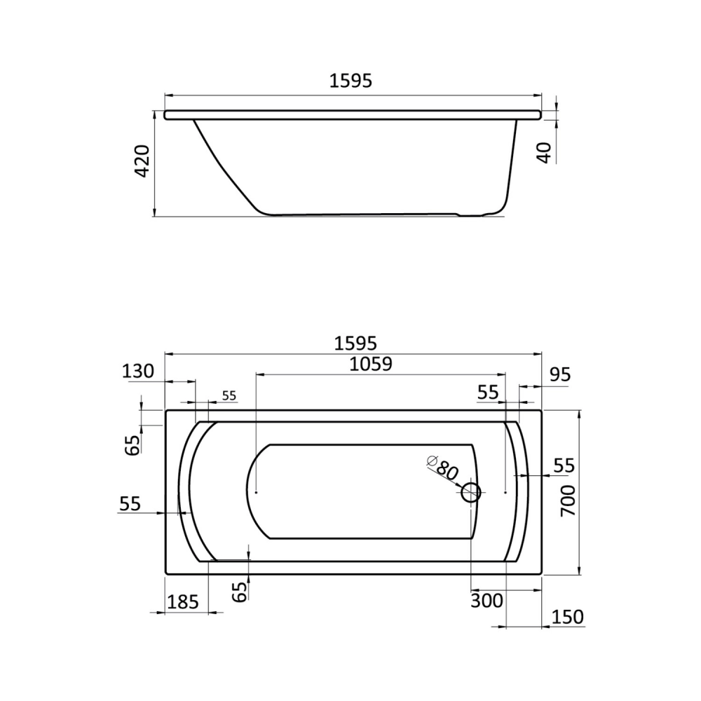 Ванна акриловая SANTEK Монако 160*70, 1.WH11.1.977 — изображение 5