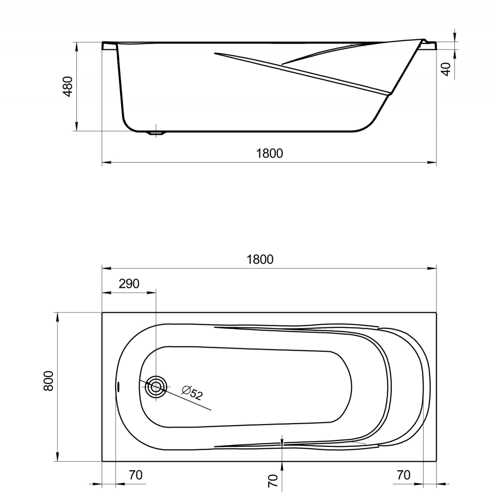 Ванна акриловая SANTEK Касабланка XL 180*80, 1.WH30.2.482 — изображение 4