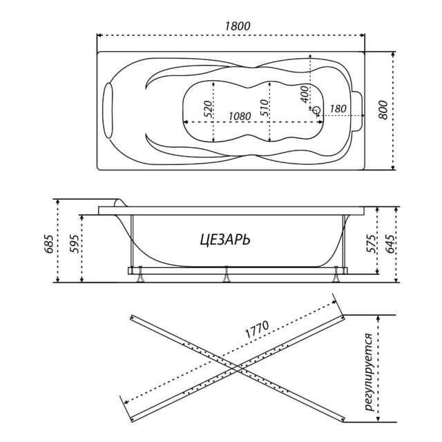 Каркас усиленный для ванн Тритон 170-190*75-90 универсальный, Щ0000041798 — изображение 3