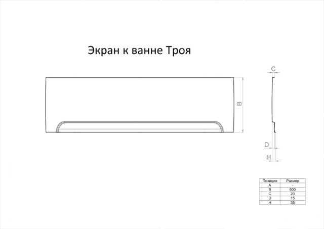 Фронтальный экран для ванн Тритон Троя 150, Н0000099947 — изображение 3