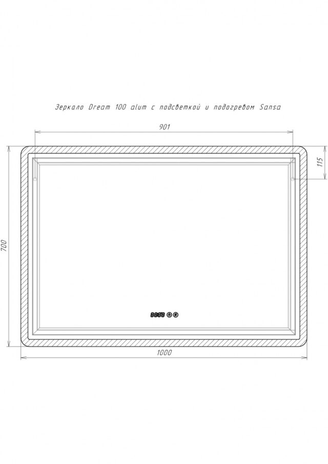 Зеркало Домино Dream 100 alum с подсветкой и подогревом, SDL1028Z — изображение 2