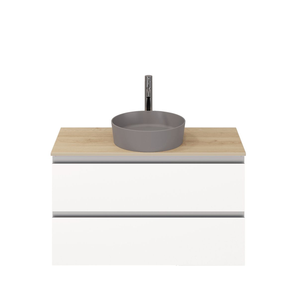 Тумба подвесная Laparet ELECTRA 100 со столешницей, белый глянец/дуб Каселла, LE-WCABtop-100-101-333 — изображение 2