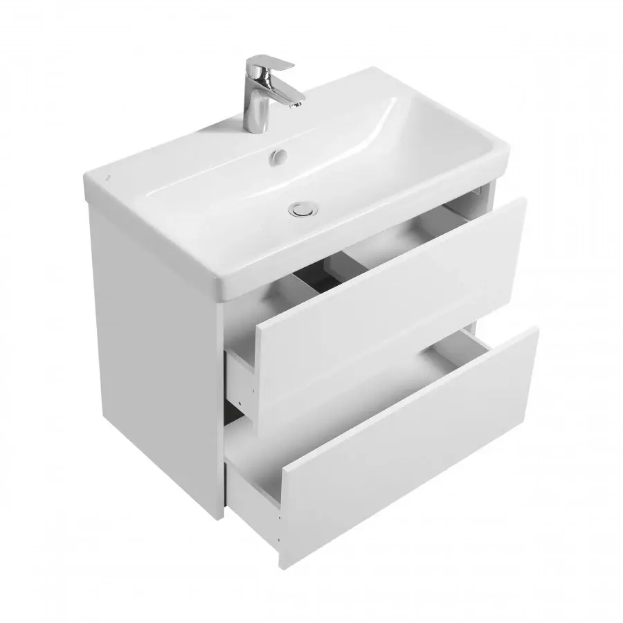 Комплект: тумба в ванную Aquaton Сканди 80 под умывальник Santek Адриана 80, белый матовый/глянец, 1A2830K0SD010 — изображение 3