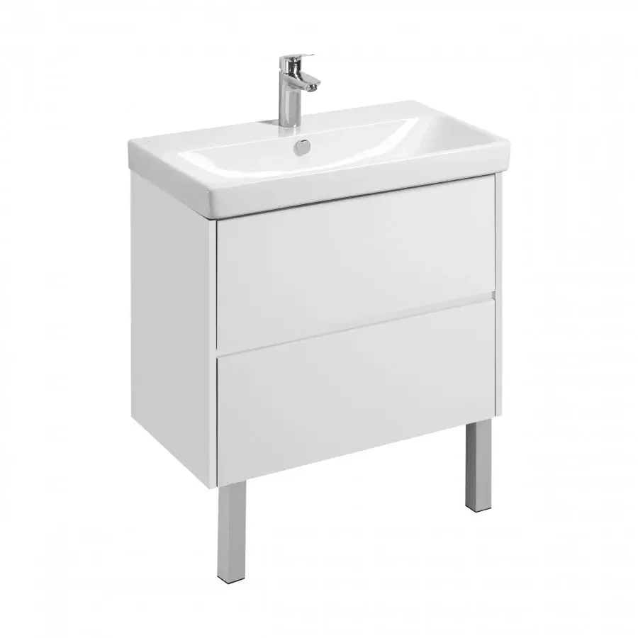 Комплект: тумба в ванную Aquaton Сканди 80 под умывальник Santek Адриана 80, белый матовый/глянец, 1A2830K0SD010 — изображение 2