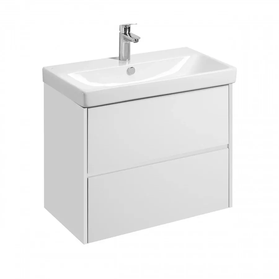 Комплект: тумба в ванную Aquaton Сканди 80 под умывальник Santek Адриана 80, белый матовый/глянец, 1A2830K0SD010