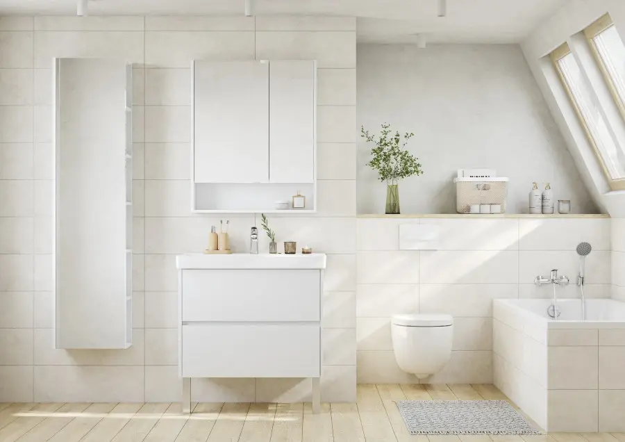 Комплект: тумба в ванную Aquaton Сканди 80 под умывальник Santek Адриана 80, белый матовый/глянец, 1A2830K0SD010 — изображение 7