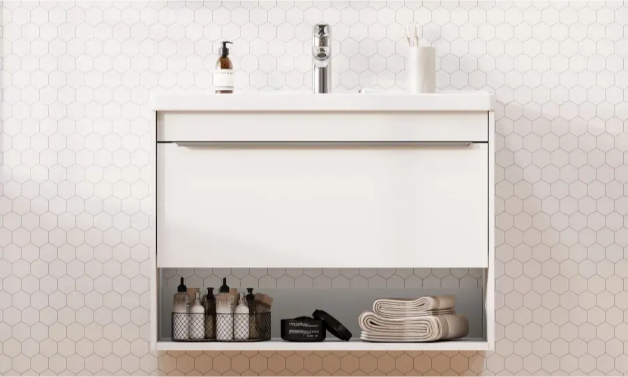 Комплект: тумба в ванную Aquaton Хоуп 80 (1 ящ.) под умывальник Santek Миранда 80, белый матовый, 1A2873K0HP2B0 — изображение 9