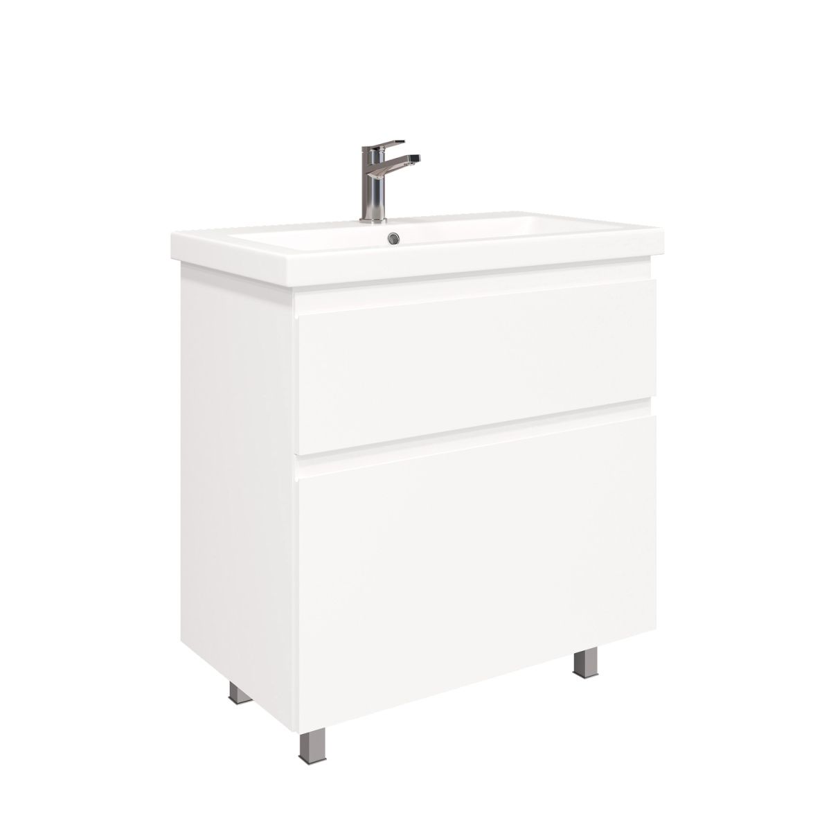 Тумба напольная Laparet OPTIMUM SLIM 80, белый глянец, LO-WFCAB-80SL-01