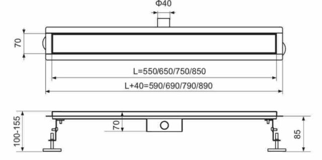 Трап для душа TIM BAD428502 линейный, "решётка", 70x850 мм — изображение 3