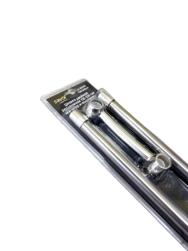 Карниз для шторки и полотенец Savol SK-8025A, 125-225 см, хром — изображение 3