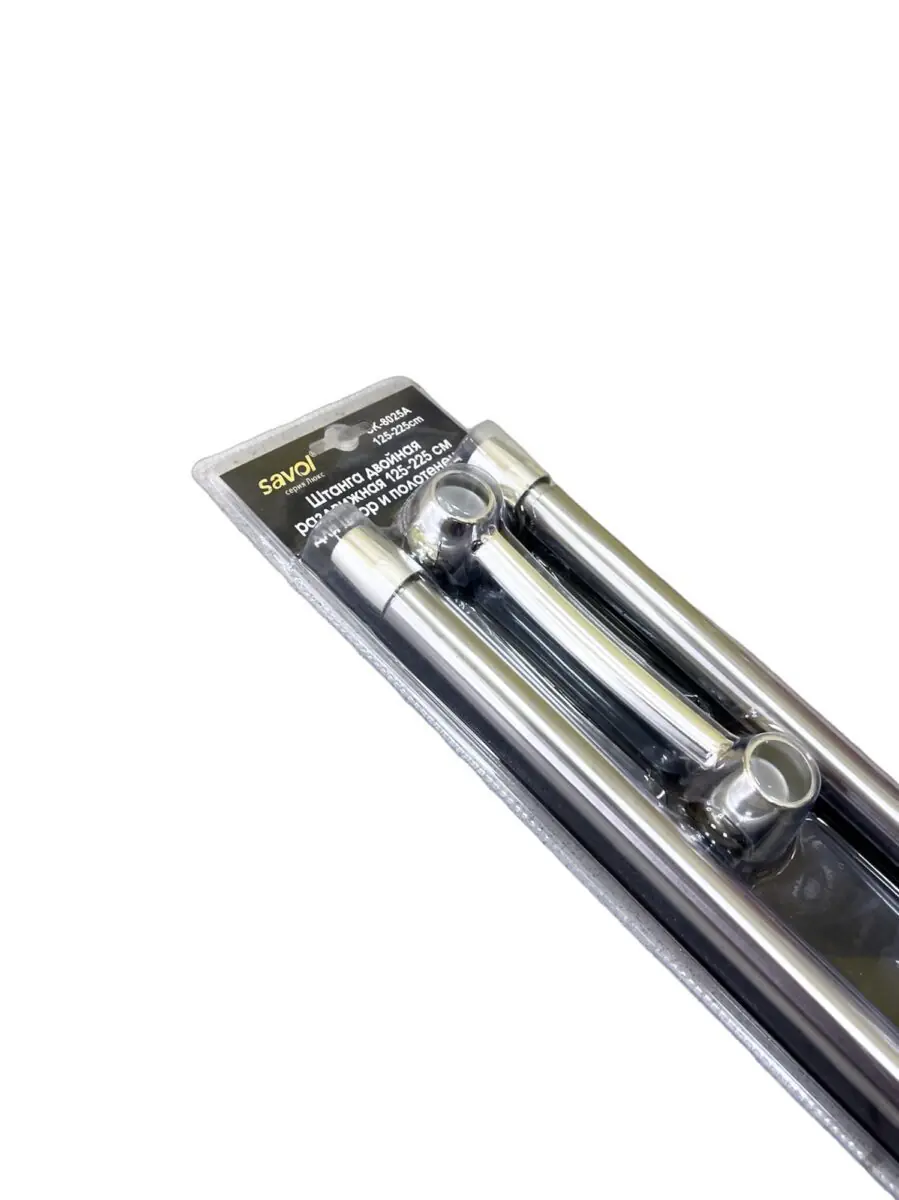 Карниз для шторки и полотенец Savol SK-8025A, 125-225 см, хром — изображение 3