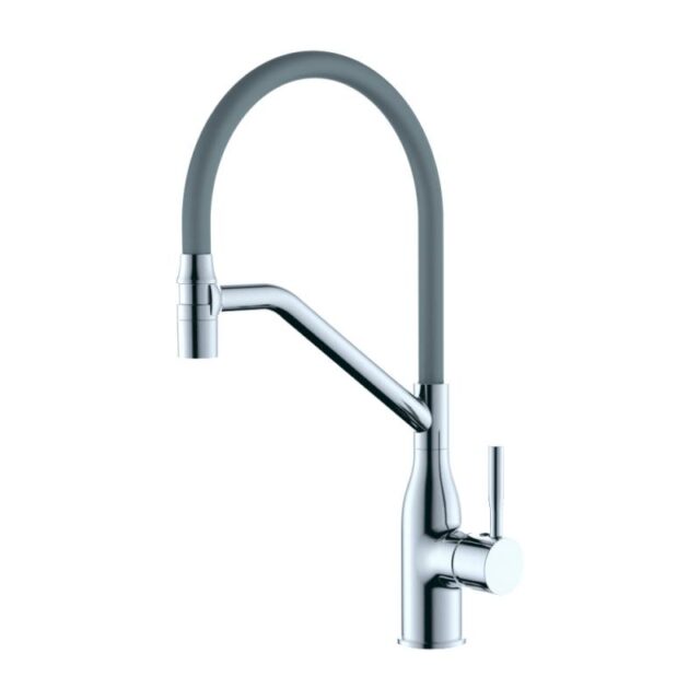 Смеситель для кухни с гибким изливом Ledeme L4798-9, хром/серый
