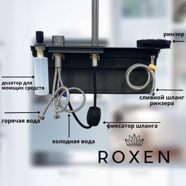 Многофункциональная кухонная мойка Roxen Stage Plus 560250-60B графит/матовая — изображение 5