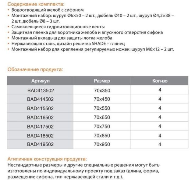 Трап для душа TIM BAD416502 линейный, "перфорация", 70x650 мм — изображение 9