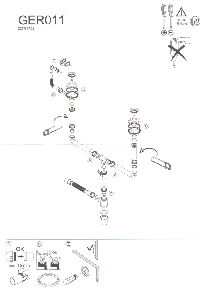 Сифон для кухонной мойки двойной Wisent GER011 — изображение 2