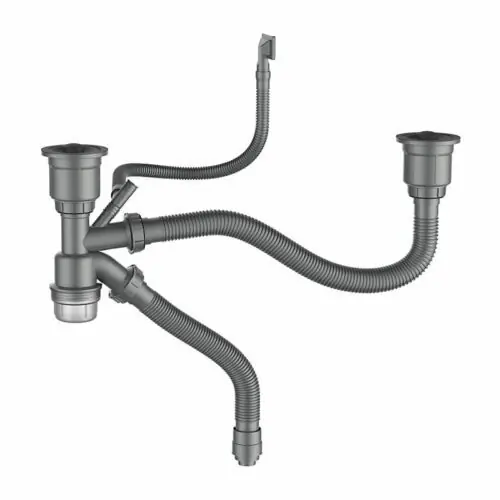Сифон для кухонной мойки двойной GERHANS K30601B-2, графит