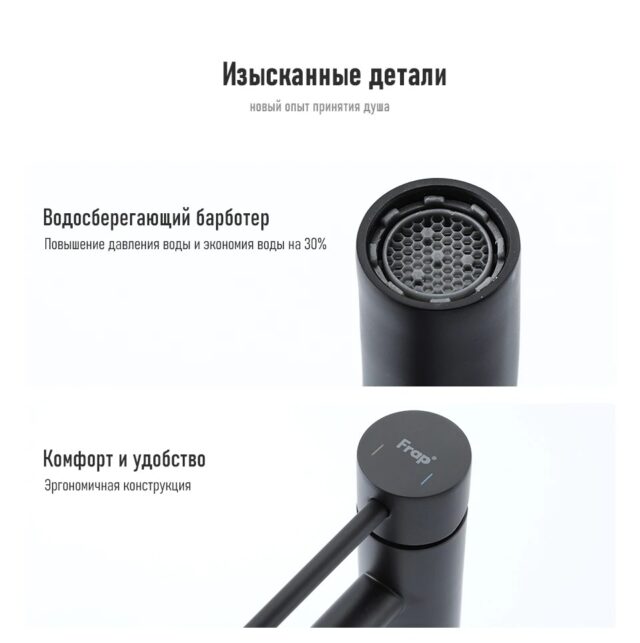Смеситель для умывальника Frap F10807-26, чёрный — изображение 6
