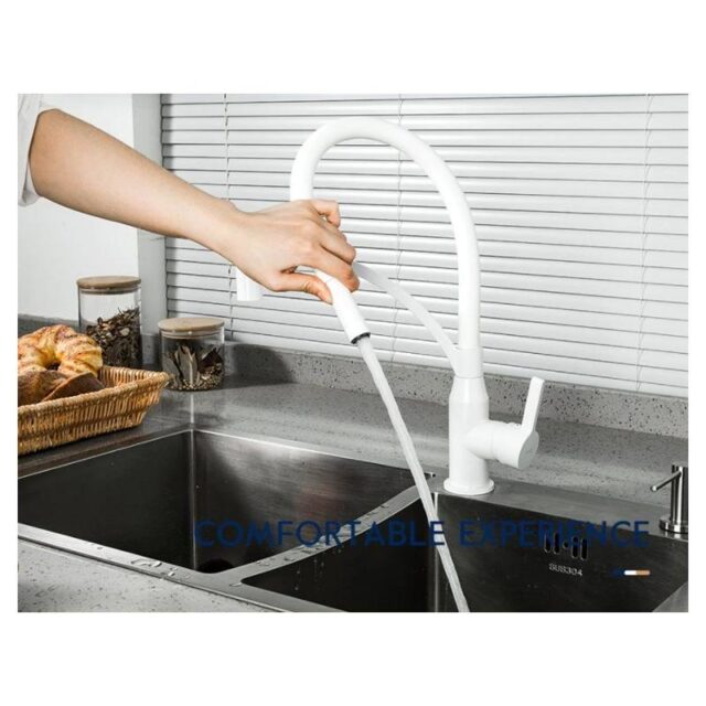 Смеситель для кухни с гибким изливом Frap F4552-8, белый — изображение 5