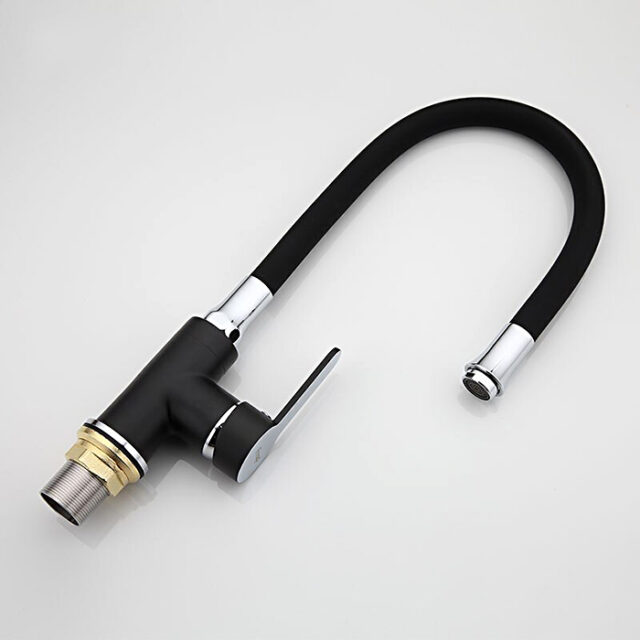 Смеситель для кухни с гибким изливом Frap F4042, чёрный/хром — изображение 4