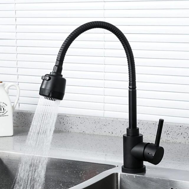 Смеситель для кухни с гибким изливом Frap F40993-6, чёрный — изображение 10