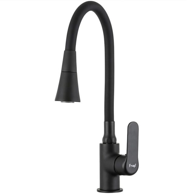 Смеситель для кухни с гибким изливом Frap F4417-6, чёрный — изображение 3