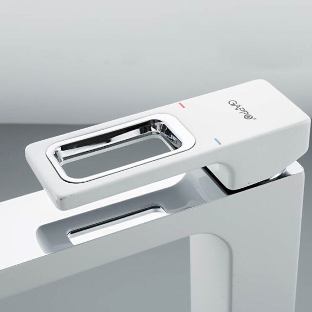 Смеситель для умывальника Gappo G1017-2, белый/хром — изображение 5