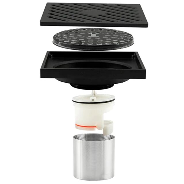 Трап для душа Gappo G81050-6 точечный, сухой затвор, 10x10 см, чёрный — изображение 2