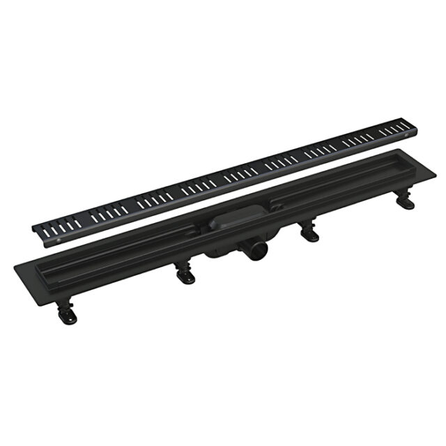 Трап для душа Gappo G87007-56 линейный, "решётка", 70 см, чёрный