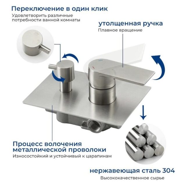 Душевая система скрытого монтажа Gappo G7199-20, сатин — изображение 5