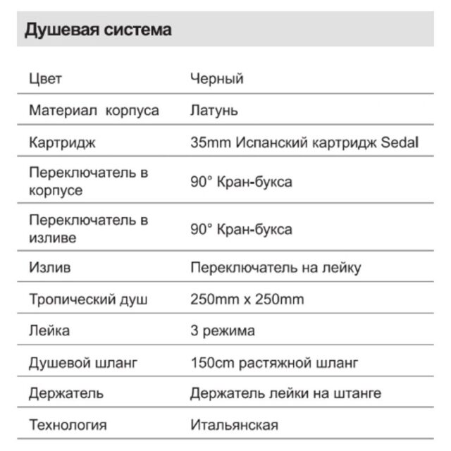 Душевая система Faop A2408-6, чёрный — изображение 3