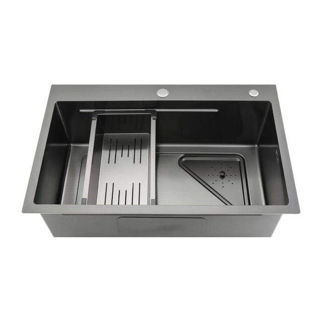Кухонная мойка с коландером Gappo GS7246-6, графит
