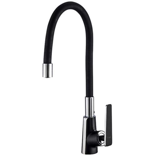 Смеситель для кухни с гибким изливом Frap F4457, чёрный/хром
