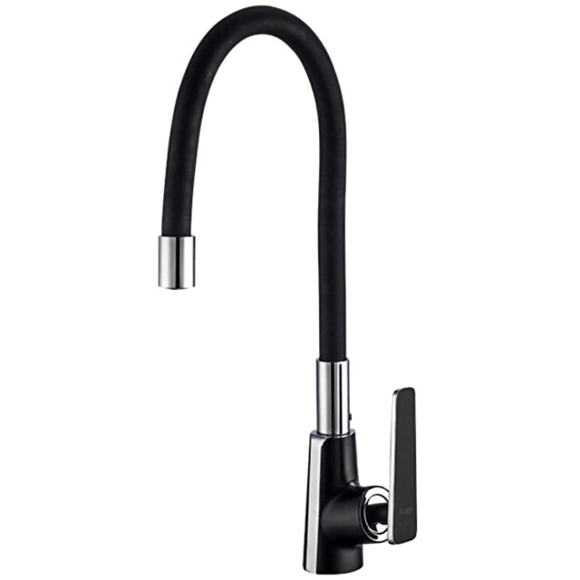 Смеситель для кухни с гибким изливом Frap F4457, чёрный/хром