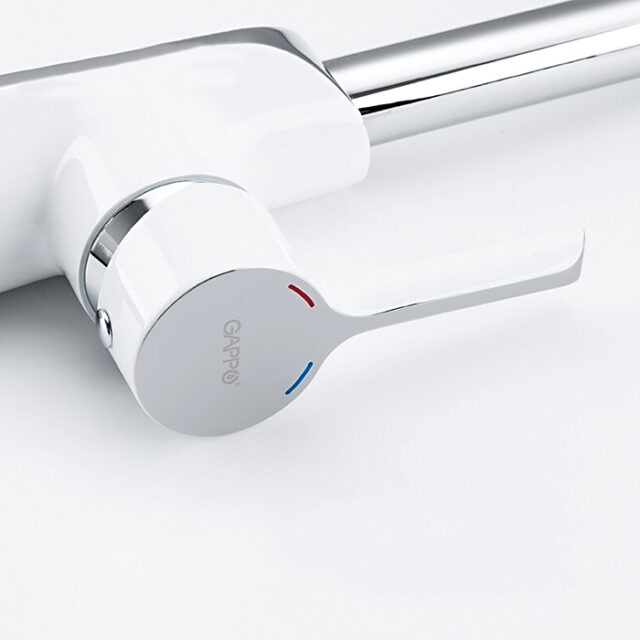 Смеситель для кухни под фильтр Gappo G4303-8, белый/хром — изображение 4