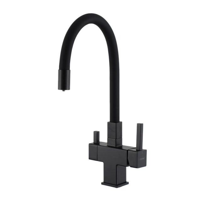 Смеситель для кухни под фильтр с гибким изливом Gappo G4395-36, чёрный