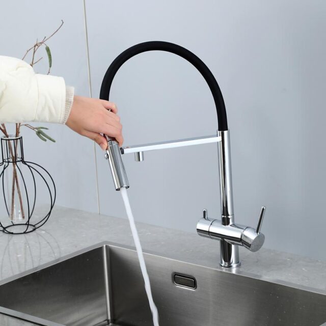 Смеситель для кухни под фильтр с гибким изливом Gappo G4397-80 — изображение 5