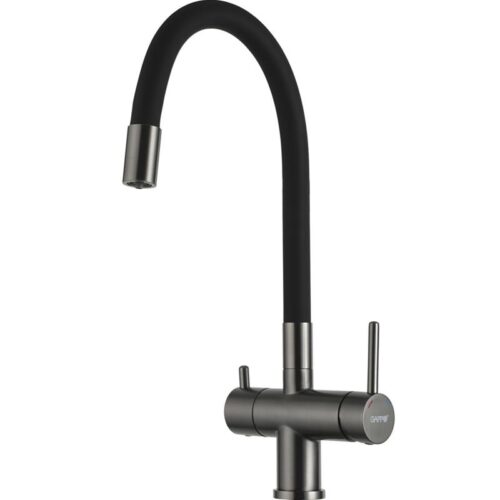 Смеситель для кухни под фильтр с гибким изливом Gappo G4398-39, оружейная сталь