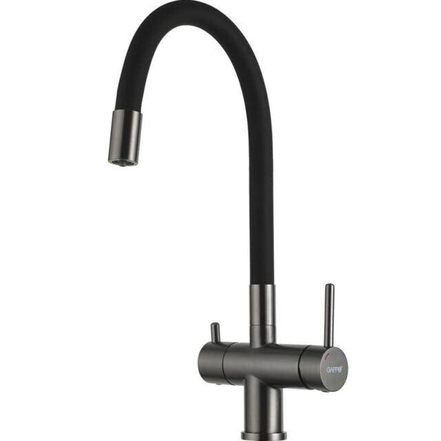 Смеситель для кухни под фильтр с гибким изливом Gappo G4398-39, оружейная сталь