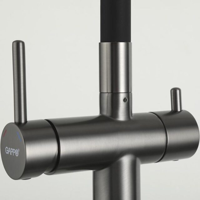 Смеситель для кухни под фильтр с гибким изливом Gappo G4398-39, оружейная сталь — изображение 7