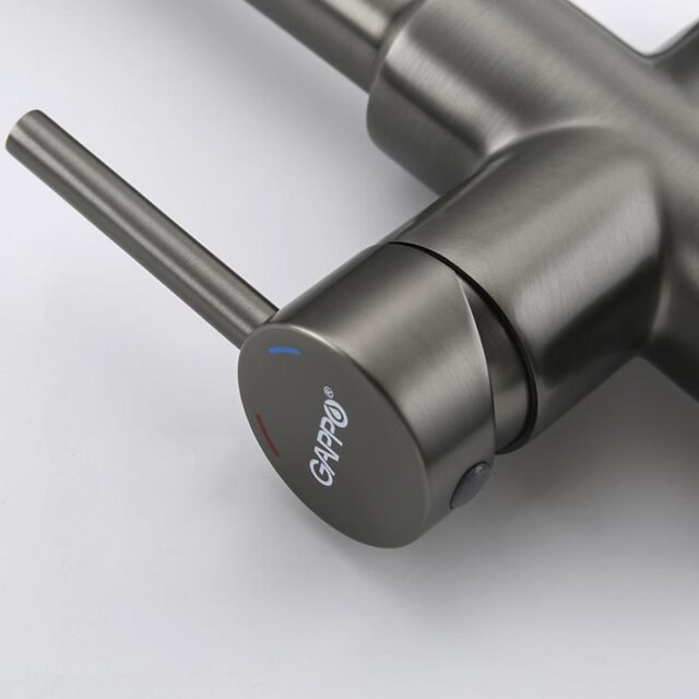Смеситель для кухни под фильтр с гибким изливом Gappo G4398-69, оружейная сталь — изображение 7