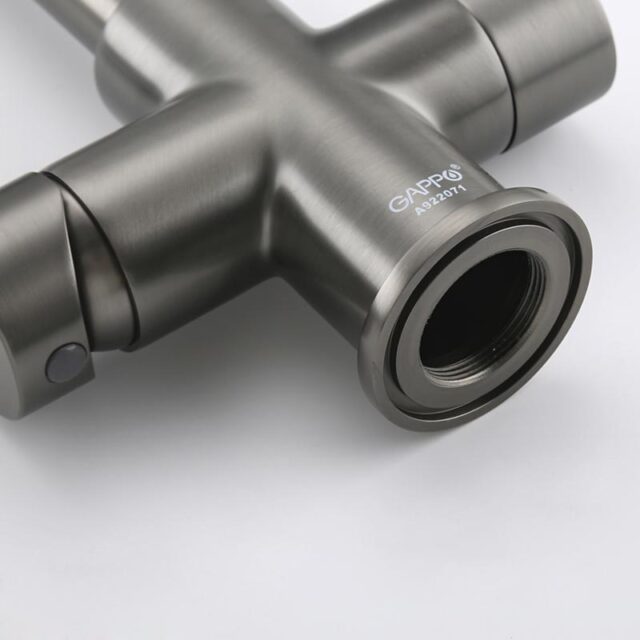 Смеситель для кухни под фильтр с гибким изливом Gappo G4398-69, оружейная сталь — изображение 8